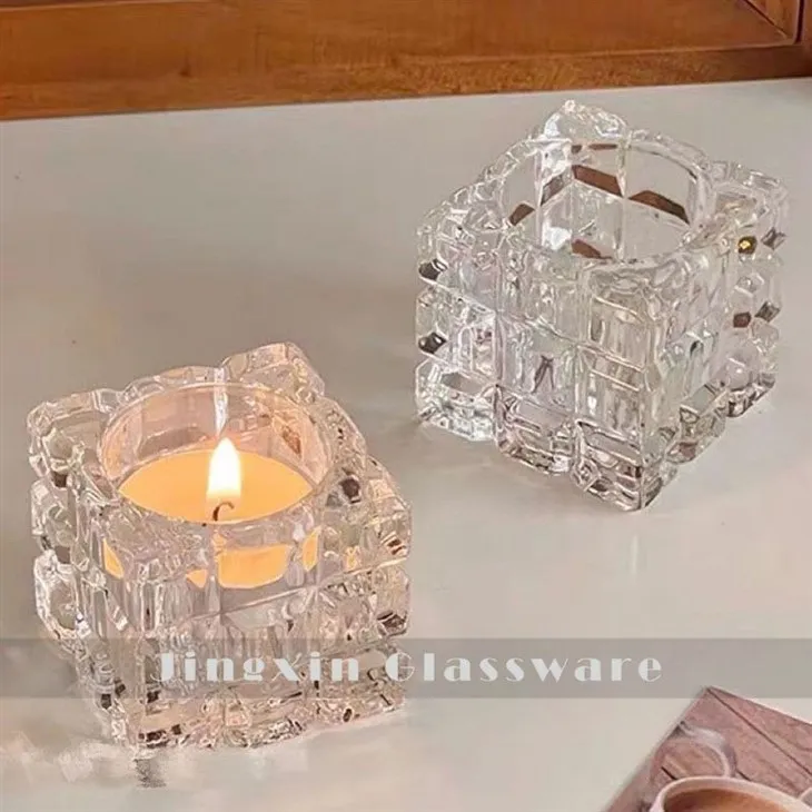 2  glass candle holder(001)