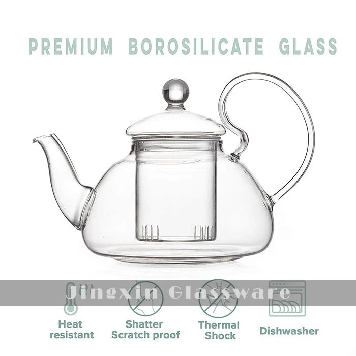 Heat Resistant Clear Drinking Borosilicate Glass Teapot